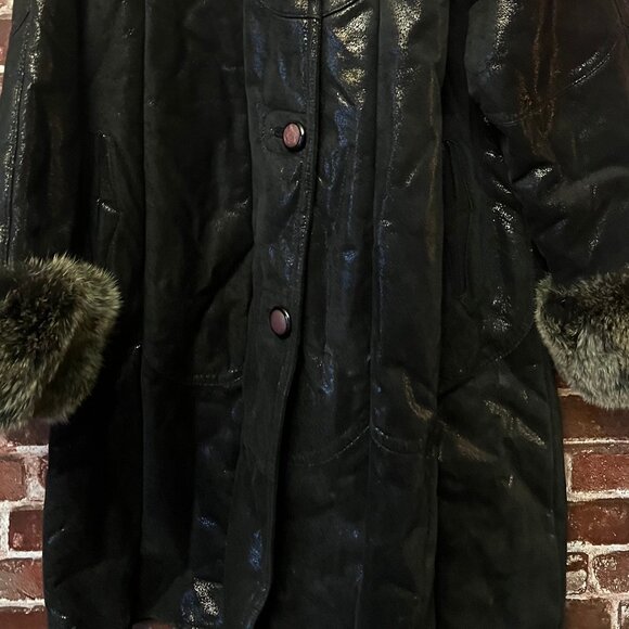 Vintage 90s Elegant Maxi Faux-Fur Coat Dark Chocolate Brown - Picture 2 of 14